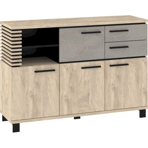 Kumode LAMIR 4D2S, Ozols endgrain/Pelēks/Melns